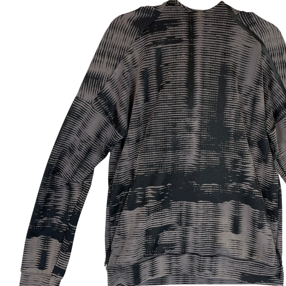 Adidas Women's Hoodie Sweatshirt Gray Black Abstract Athletic Athleisure XL